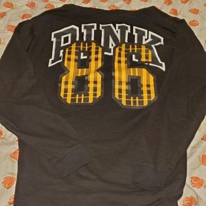 PINK Long Sleeved Plaid Campus Tee